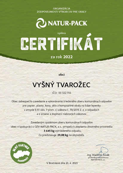 Certifikat Natur Pack